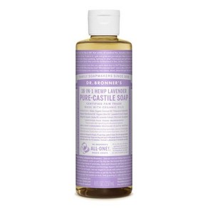 Dr. Bronner's - 순수 카스티야 액체 비누(라벤더 8온스) 유기농 오일로 제조 18가지 용도: 얼굴 몸 머리 세탁 애완동물 및 접시 농축 비건 유전자 변