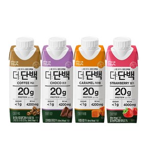 빙그레 더단백 드링크250ml 초코1+카라멜1+딸기1+커피1(총4개입)/무배, 250ml, 1세트