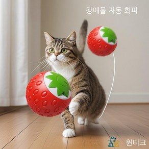 윈티크 고양이 불빛 스마트볼 잡기 딸기 장난감, 1개, 레드