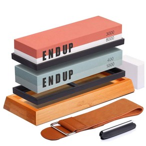 [ENDUP] 6종 양면 숫돌 400방/1000방+3000방/8000방 논슬립 받침대 가죽샤프너, 1번, 1개