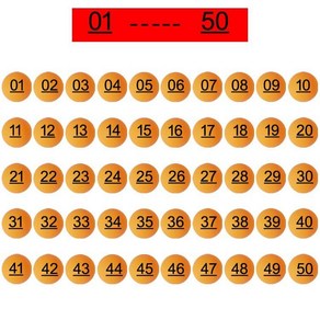 추첨볼 번호 탁구공 숫자 뽑기 이벤트 공 랜덤 게임 추첨 복권, 1~50 숫자볼, 1개