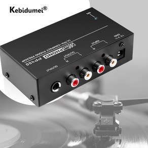 Kebidumei 초소형 포노 프리앰프 Rca 14 인치 TRS 인터페이스 포노 프리앰프 PP400, [02] US Plug, 2)US Plug