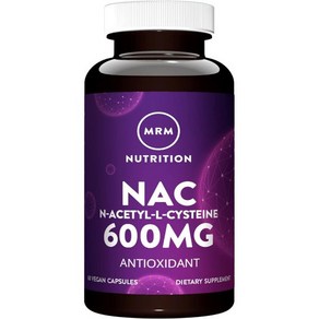 MRM Nutition N아세틸시스테인NAC 600mg 항산화제 호흡기 건강 간 미토콘드리아 비건 글루텐 프리 60회 제공, 60정, 1개