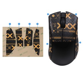 마우스 미끄럼 방지 스티커 전문 마우스 업그레이드 키트 Raze Vipe V3 / V3 po / V3 HypeSpeed Gaming Mouse에 적합, Black+Gold, Half