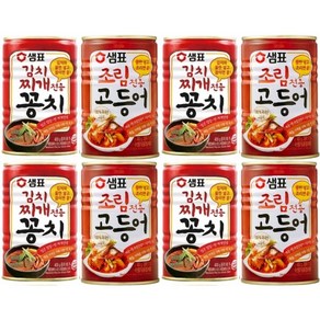 샘표 김치꽁치+조림용고등어 400g 2종 X 4세트 통조림캔