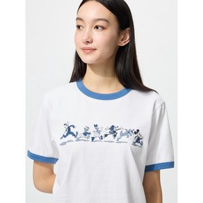 [일본정품]유니클로 디즈니 인 블루 그래픽 여성 반팔 티셔츠 UT 475517