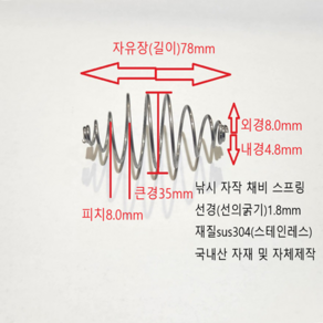 낚시 카고 자작 채비 스프링 (중) 길이 78mm (sus-304) 스테인레스 1set-3ea, 3개