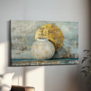 아트앤코 돈 들어오는 달항아리 캔버스 그림 75x50cm 풍수지리 인테리어 대형 액자, AT3156 달항아리 금월용기