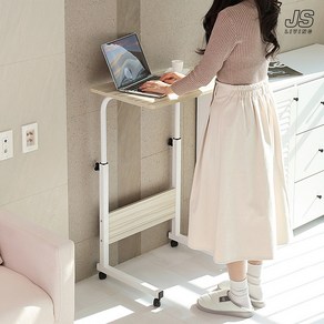 JS리빙 이동식 1인용 스탠딩 책상 원목 침대 사이드 테이블 높이조절 거실 쇼파 노트북 보조 책상 베드 테이블 간이 탁자 데스크 #사각 @JSLCOMPANY_877E0R2Q1ER7