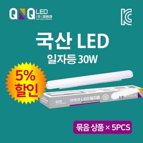 큐엔큐 LED 일자등 30W 국산 KC인증 삼성LED 주광색(하얀빛) 5EA (5%할인)