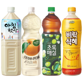 [한번에먹자쇼핑몰] 인기음료 1.5L 4종 혼합세트 / 웅진 아침햇살 + 자연은 배 주스 + 웅진 초록매실 + 팔도 비락식혜