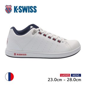 K-SWISS 스니커즈 남녀공용 로우 컷 WHITE×NAVY×RED KS100 출근 통학