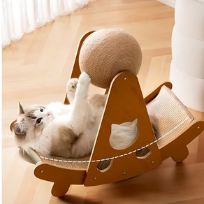 OMBRY 고양이 스크래쳐 원목 쇼파 침대 장난감, 1개