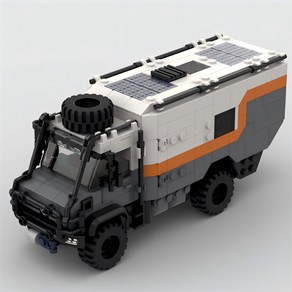 MOC Benz 벤츠 UNIMOG 유니목 Expedition Campe 트럭 자동차 모형 600PCS+ 키덜트 호환 나노 블록 꿈꾸는다락방, 화이트 그레이, 1개