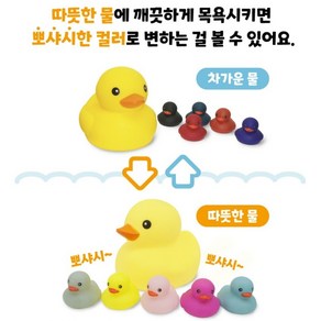 목욕놀이 오리가족 (마법처럼 컬러가 변하는 목욕 필수템) / 선물용 고급퀄 보장 18cm 대형 엄마오리/ 물총과 삑삑이 기능, 1개