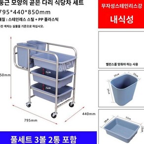 락차 3단 이동 서빙카트 업소용 대형 플라스틱, 공식 표준, 1. 두꺼운 직각 다리 수레