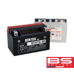 BS배터리 BTX7A-BS 12V 6.3Ah (유아사 YTX7A-BS) 96-01 CB400SF 마제스티125 비노125 어드레스125 GSR125 엑시브 등, 1개