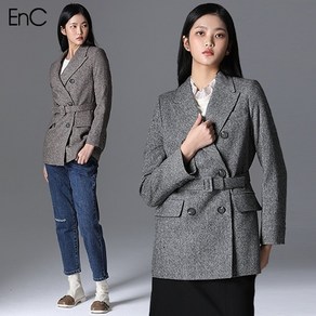 ENC [EnC] 헤링본 벨티드 울코트