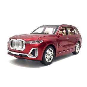 BMW X7 다이캐스트 1:24 스케일 피규어 모형 장난감, 레드, 1개