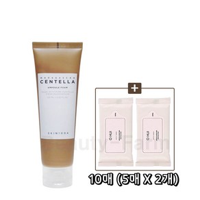 스킨천사 SKIN1004 마다가스카르 센텔라 앰플 폼 125ml +미라클 모이스처 클렌징 시트 2개 또는 미라클 아쿠아 스킨로션 20ml / 부드럽고 조밀한 거품 / 당기지 않는, 미라클 모이스처 클렌징 시트 2개, 1개