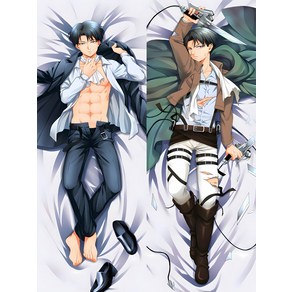 Dakimakua Anime Shingeki no Kyojin Attack on Titan Een Levi 베개 커버 허깅 바디 베개 케이스 양면 프린트, 12151, 35x100cm 복숭아 피부, 1개