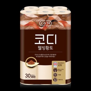 코디 웰빙황토 롤화장지 3겹 30m 30롤 화장지, 1개