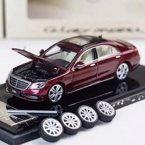 Glory model 1:64 메르세데스 벤츠 S 320L W222 - 와인 레드 (후드 오픈 / 추가 휠타이어 포함)