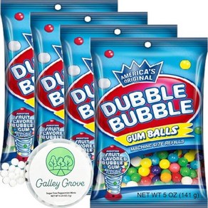 Dubble Bubble 미니 검볼 기계 리필 141.7g5온스 백 4팩 1.3cm12인치 13mm 다양한 과일 맛 풍선껌 코셔 글루텐 프리 번들 Galley Gove 무설탕 브