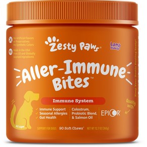 Zesty Paws Alle-Immune Bites Lamb Flavoed Soft Chews Allegy Immune Supplement fo 개, 1개