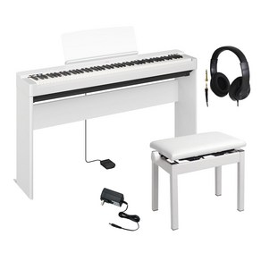 YAMAHA P-225 WH 화이트 전자 피아노 전용 스탠드・고저자재 의자・헤드폰 세트, P 225, 1개