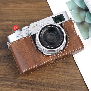 Fujifilm 카메라 하프 케이스 후지 X 00VI 용 인조 가죽 하단 오픈 어깨 스트랩 카메라 보호대 베이스 플레이트, 6) Only Bown Case, 1개