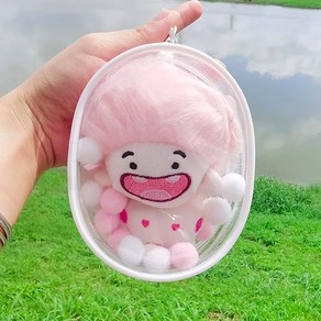 솜 인형 투명 원형 PVC 10cm 16cm 파우치 키링 피규어 방수 가방 외출 보관 이타백