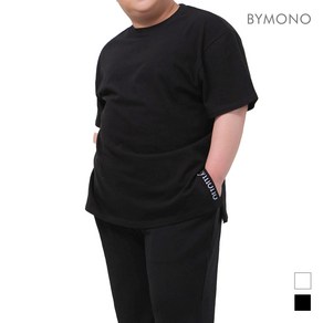 M~6XL 바이모노 PLUS 시그니처 트임 반팔티 남자 빅사이즈 오버핏 루즈핏 남성 옆트임 티셔츠 화이트 블랙 M L XL 2XL 3XL 4XL 5XL 6XL