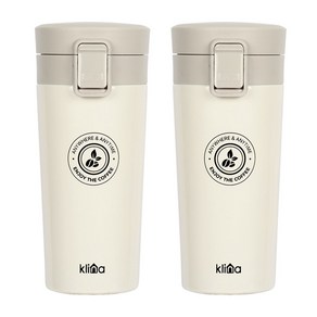 (1+1)클리나 카페홀릭 보냉보온병 진공 스텐 원터치텀블러 350ml, 아이보리 1+1