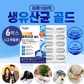 뉴일리 식물성캡슐 면역기능 장건강 100억 생유산균 골드 500mg, 6박스, 60정