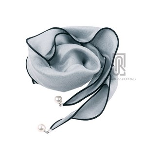 여성 마름모 삼각 무지 펄 진주 물결 스카프