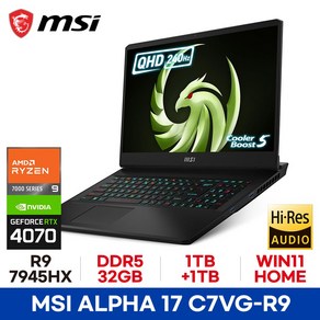 MSI 알파 17 C7VG-R9 QHD 라이젠9 7945HX RTX4070 32GB 1TB+1TB WIN11 HOME / 마우스