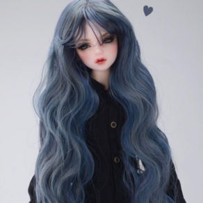 돌모아 구체관절인형 7-8인치 로맨틱 롱 웨이브 딥블루 가발 (7-8) Velladia Wig (D Blue), 1개