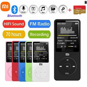 샤오미 MP3 플레이어 FM 라디오 블루투스 디지털 디스플레이 미디어 블루투스 MP4 플레이어 포켓 오디오 워크맨 워킹 음악 재생, 3.파란