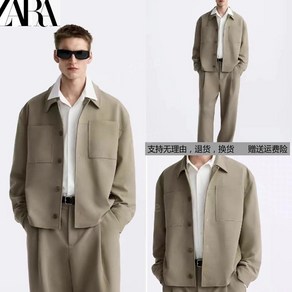 자라 남성의류 포켓 라이트 브라운 캐주얼 루즈핏 긴팔 재킷 ZARA