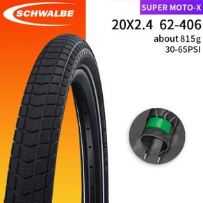 SCHWALBE 슈퍼 MOTO-X 20x2.40 자전거 타이어 5 레벨 3mm 찔림 방지 레이어 67EPI 62-406 와이드 20 인치 사이클링 부품, 1.SUPER MOTO-X 20x2.4, 1개