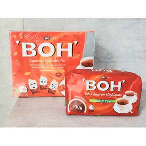 BOH 말레이시아 카메론 하이랜드 홍차 티백 100개 + 잎차 100g, 1개, 1개, 100개입