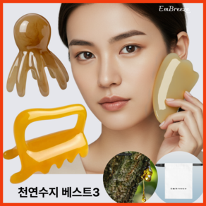 엠브리즈 천연수지 괄사 베스트 셀렉션 (페이스+두피+림프) 세트, 3종 3뿔+문어+지압, 1개