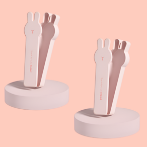 체리닷컴 휴대용 귀여운 곰돌이 토끼 수저통 케이스, 2개, 핑크 토끼