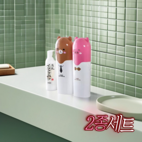 [프레쉬뉴] 유치원 어린이집 휴대용 양치컵 칫솔통 케이스 동물 친구 2종 세트, 1세트, 핑크+브라운 2종
