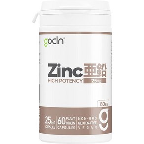 서플리먼트 GOCLN(고크린) 아연 보충제 1알 25MG ZINC 자연유래 원료 100% 60일분 고배합 보충제 B094Y3S3, 1개, 60정