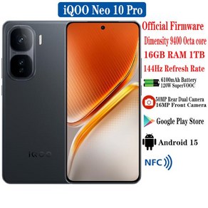 정품 Vivo iQOO Neo 10 Po 휴대폰 50MP 후면 듀얼 카메라 6.78 인치 144Hz 디멘션 9400 옥타 코어 6100, 01 Official Standad, 01 CHINA, 10 12GB 256GB White, 256GB