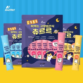 [NEW] 비아이펙트 짜먹는 고양이 간식 츄르르 대용량 고기듬뿍 3가지맛, 90개, 혼합맛(닭고기/참치/연어)