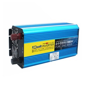 KDsafe KC인증 프리미엄 순수정현파 60Hz 12V 220V 대용량 인버터 차박 캠핑 야외전기, 9.7V-15V 순수정현파 2000W, 1개