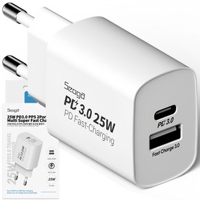 서가 25W PD3.0 PPS 2포트 멀티 C타입 초고속 충전기, 화이트, 1개